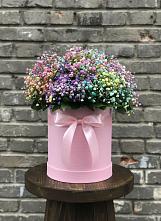 Цветочная композиция из Гипсофила и Розы в шляпной коробке #REPLACE_PRED# Кукарино
