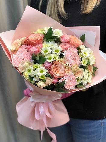 Букет цветов из: Гвоздики, Розы и Хризантемы в Кукарино