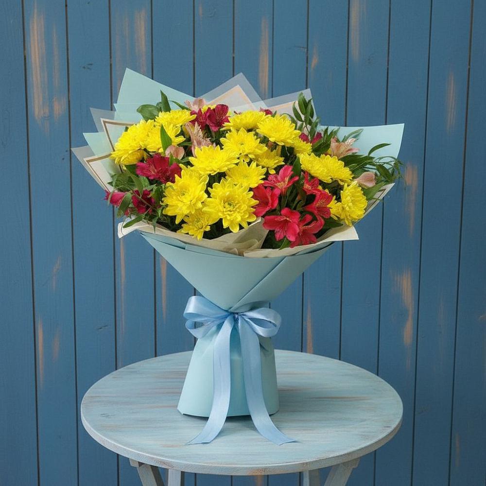 Букет цветов из: Альстромерии и Хризантемы в Кукарино