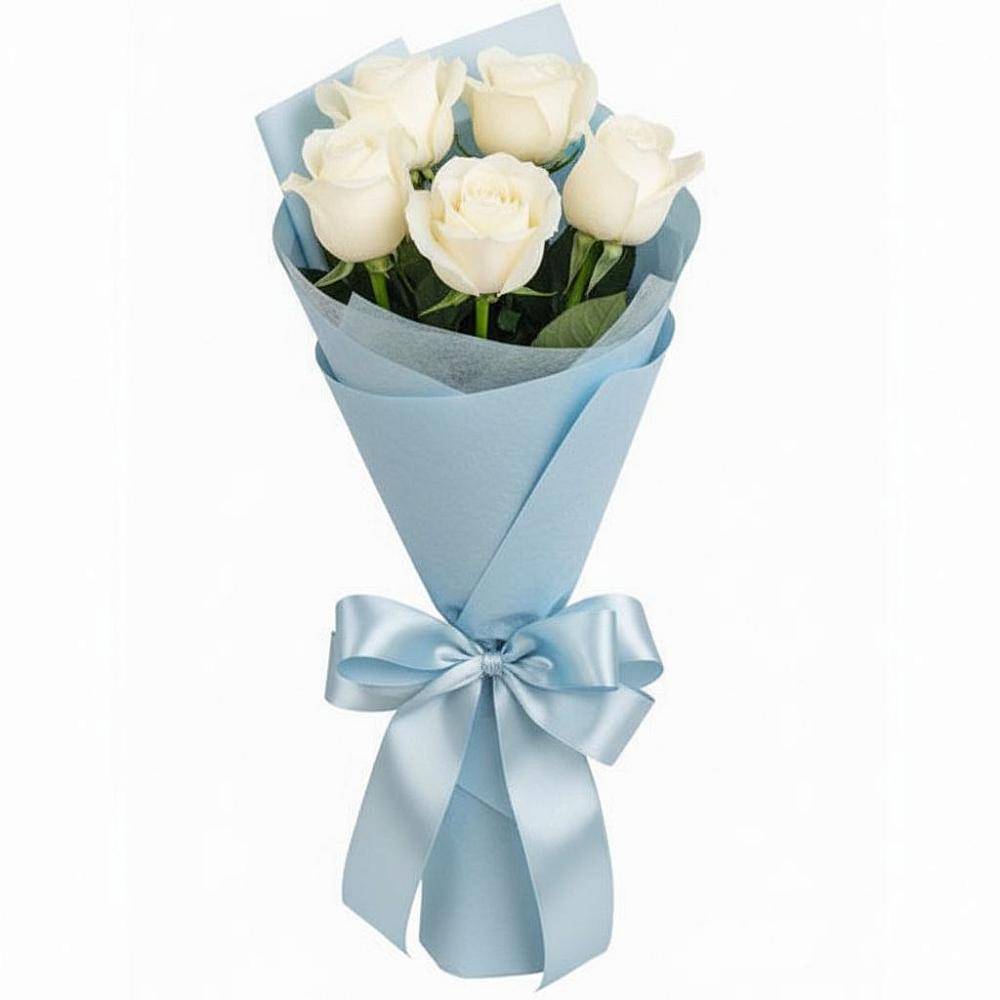 Букет 5 Белых роз Проуд в Кукарино