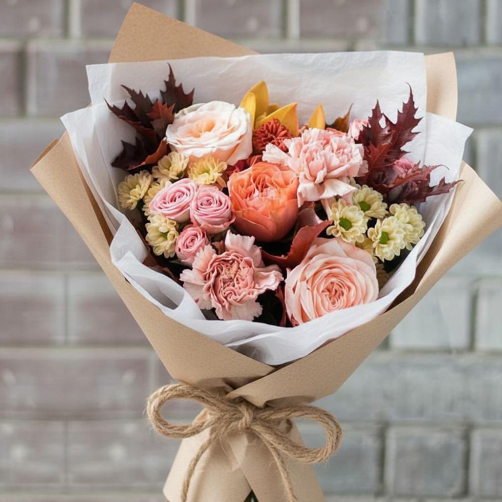 Букет цветов из: Гвоздики, Хризантемы и Розы в Кукарино