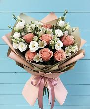 Букет цветов из:  Розы, Альстромерии и Лизиантусы в Кукарино