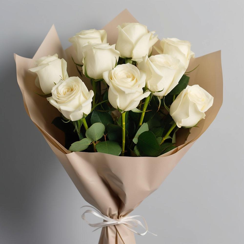 Букет 9 Белых роз Эдлесс Лав в Кукарино