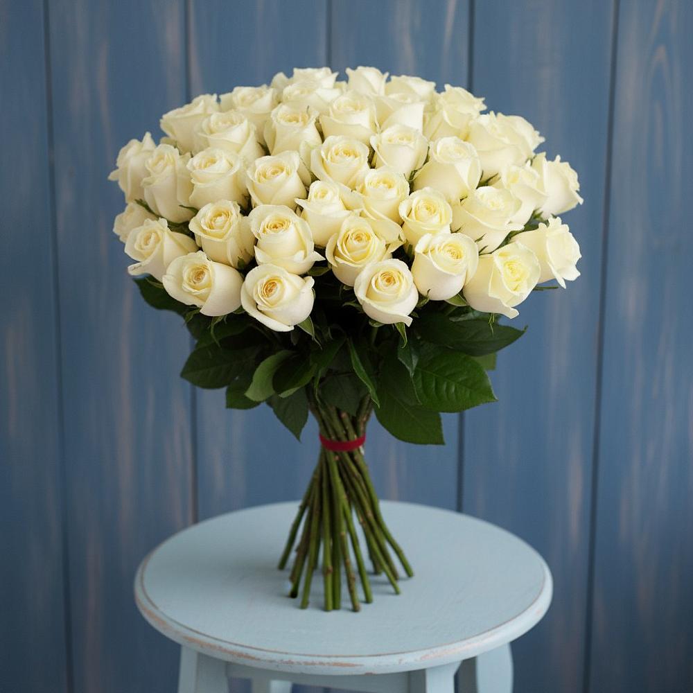 Букет 51 Белая роза Эдлесс Лав в Кукарино