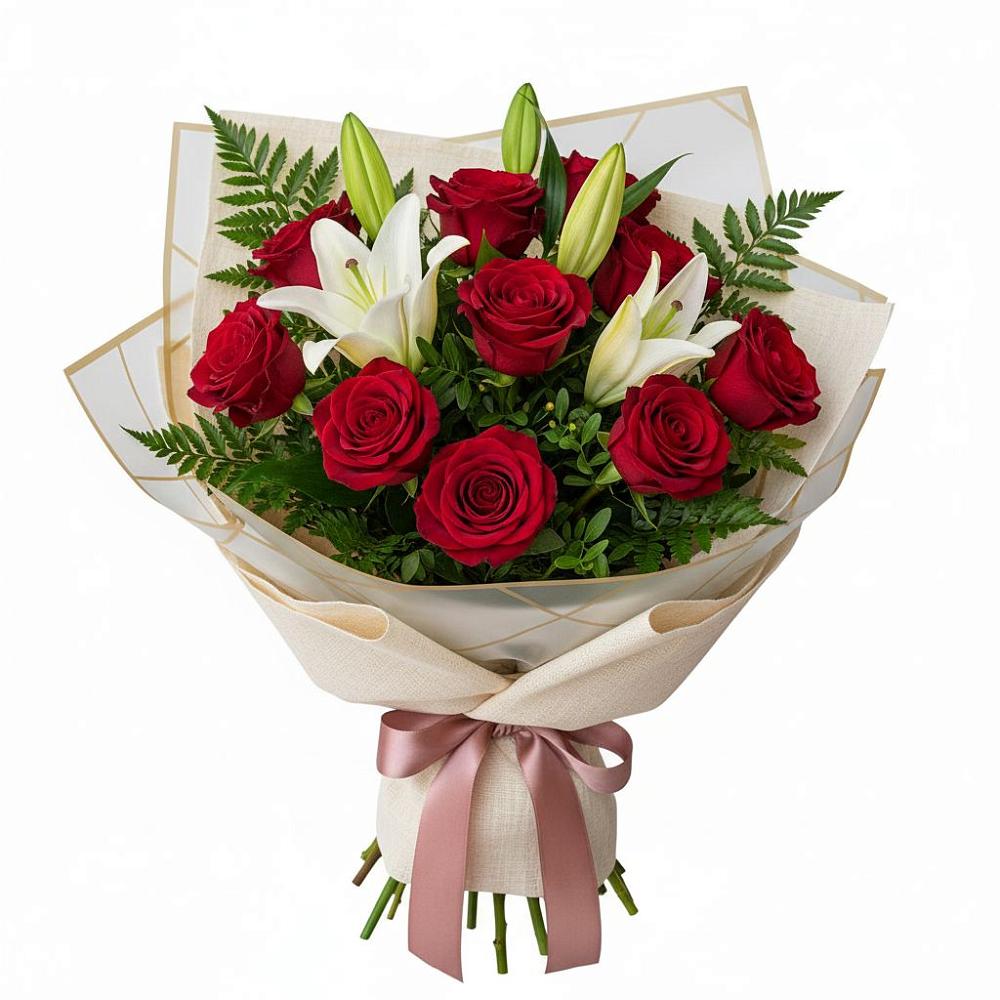 Букет цветов из: Лилии и Розы в Кукарино