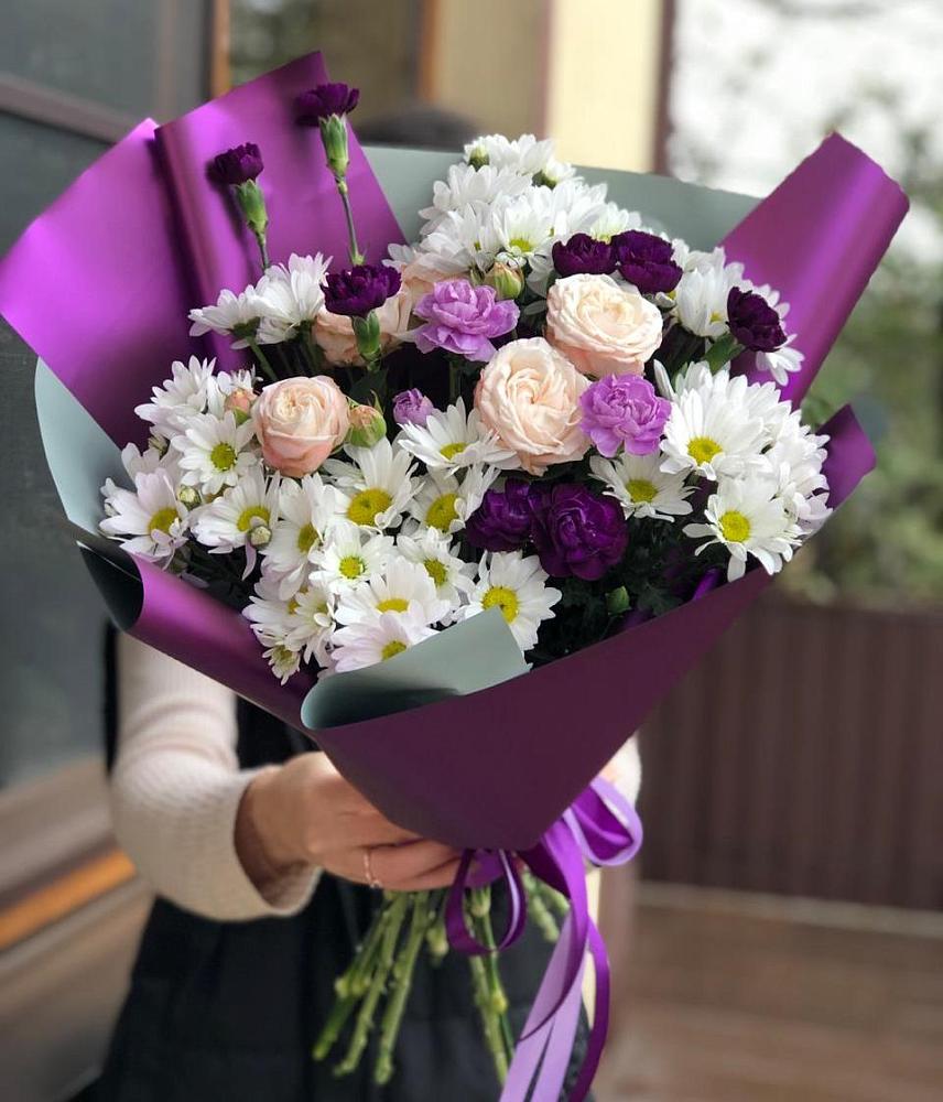 Букет цветов из: Хризантемы, Гвоздики и Розы в Кукарино