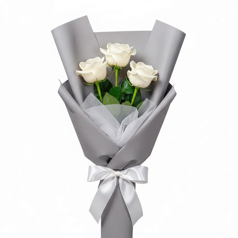 Букет 3 белые розы в Кукарино