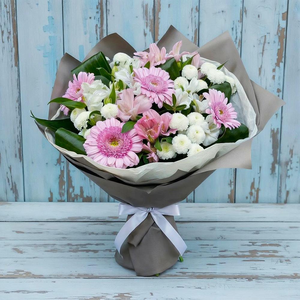 Букет цветов из: Герберы, Альстромерии и Хризантемы в Кукарино